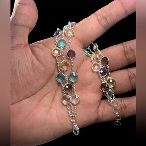 Handmade Multi-Color Gemstone Bracelet | 925 Sterling Silver | 16.5g | 8.5-Inch